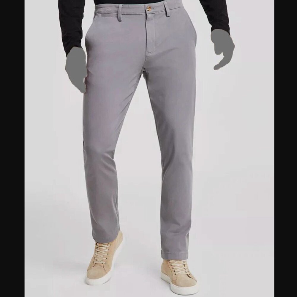 Club Room 2 Pack Chino Pants Size 36W 30L Four-Way Stretch Flat Front Gray Blue